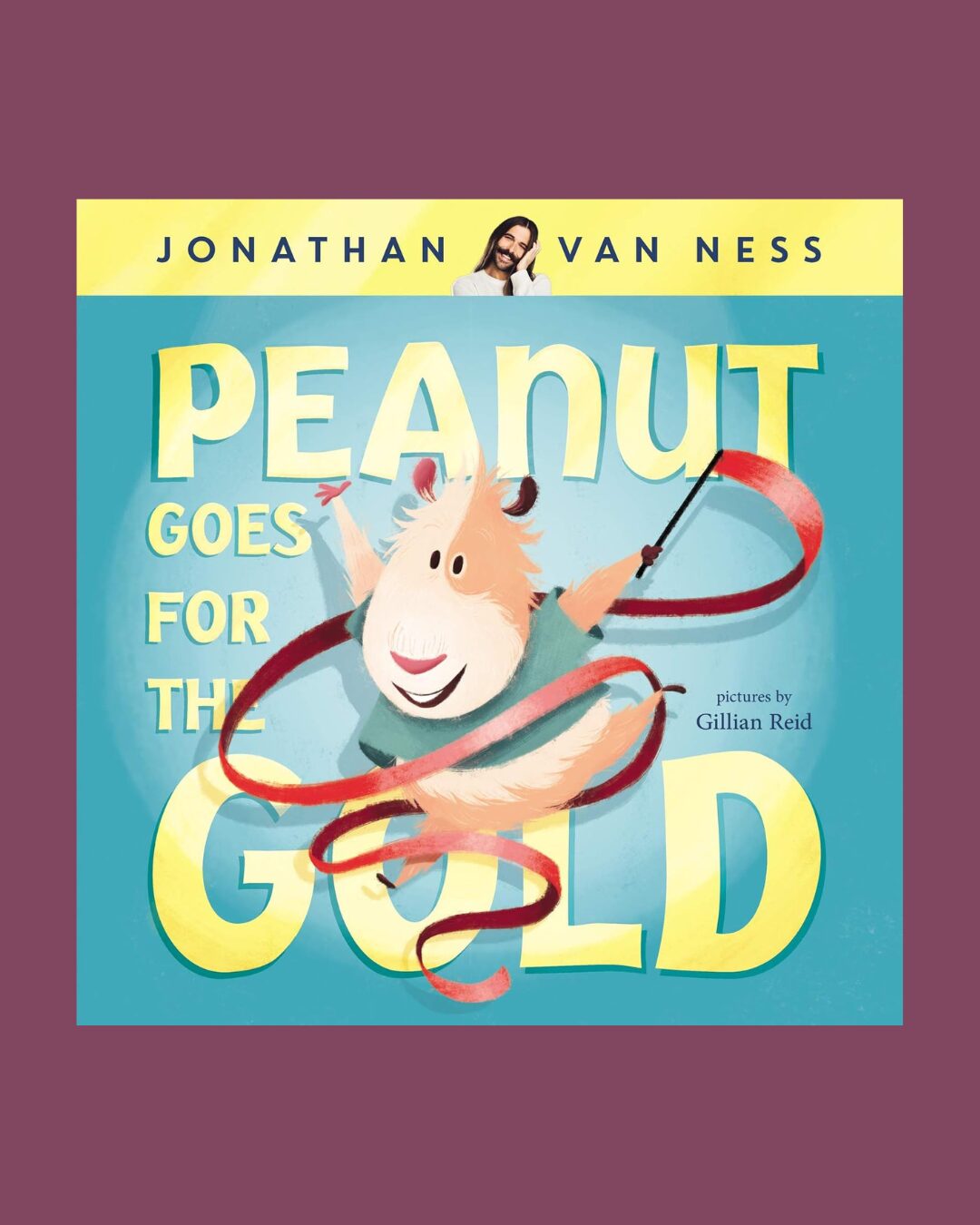 The cover of the book Peanut Goes for the Gold on a purple background