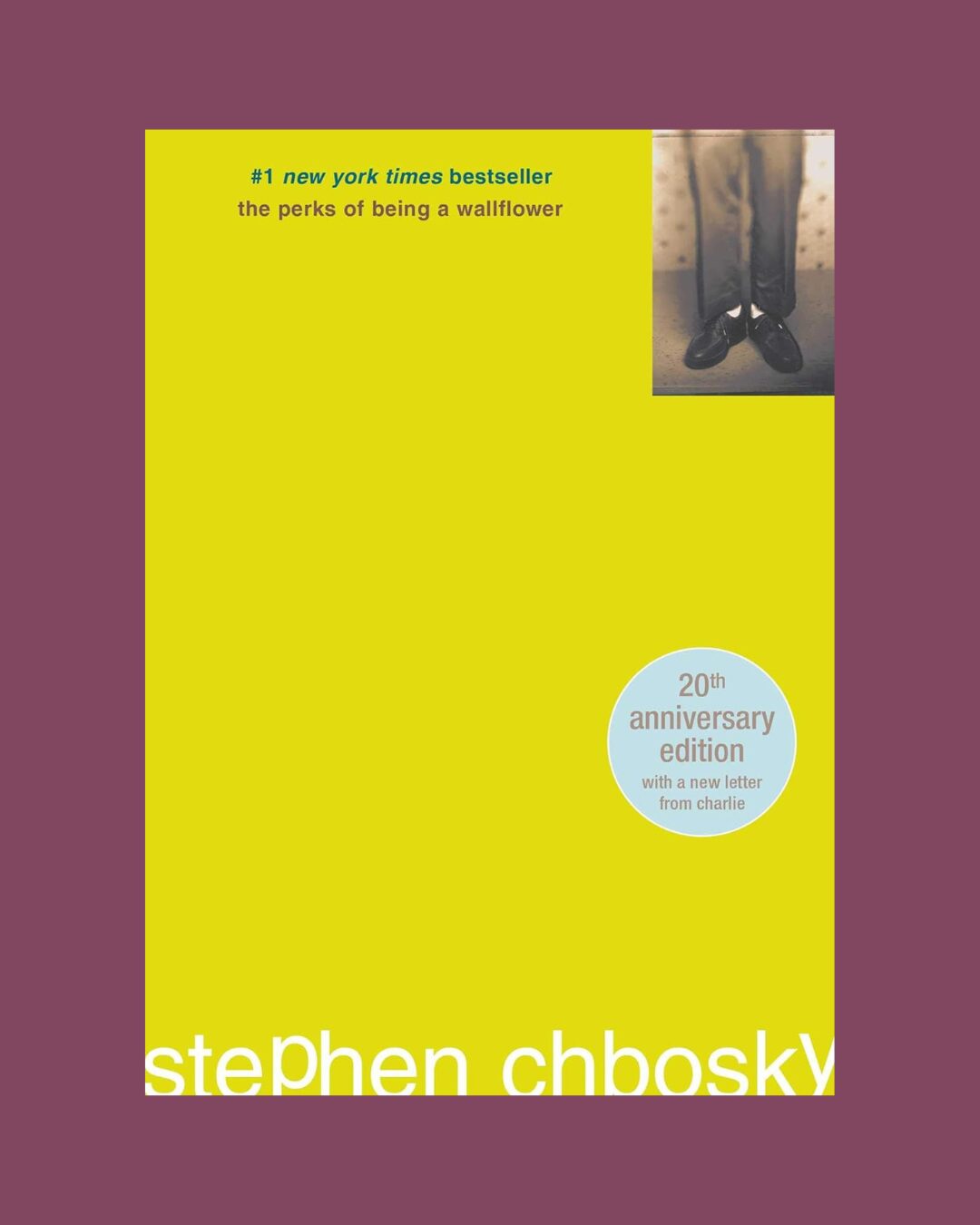 The cover of the book The Perks of Being a Wallflower on a purple background