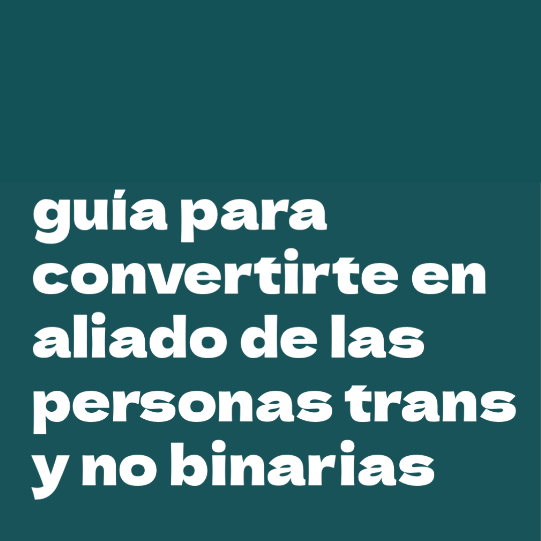 A teal cover image with white text for the PFLAG National publication: "guía para convertirte en aliado de las personas trans y no binarias"