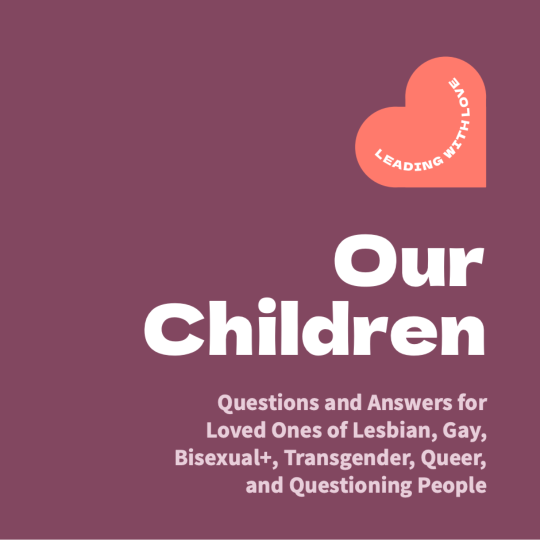 A purple cover image with white and light purple text for the PFLAG National publication: "Our Children"